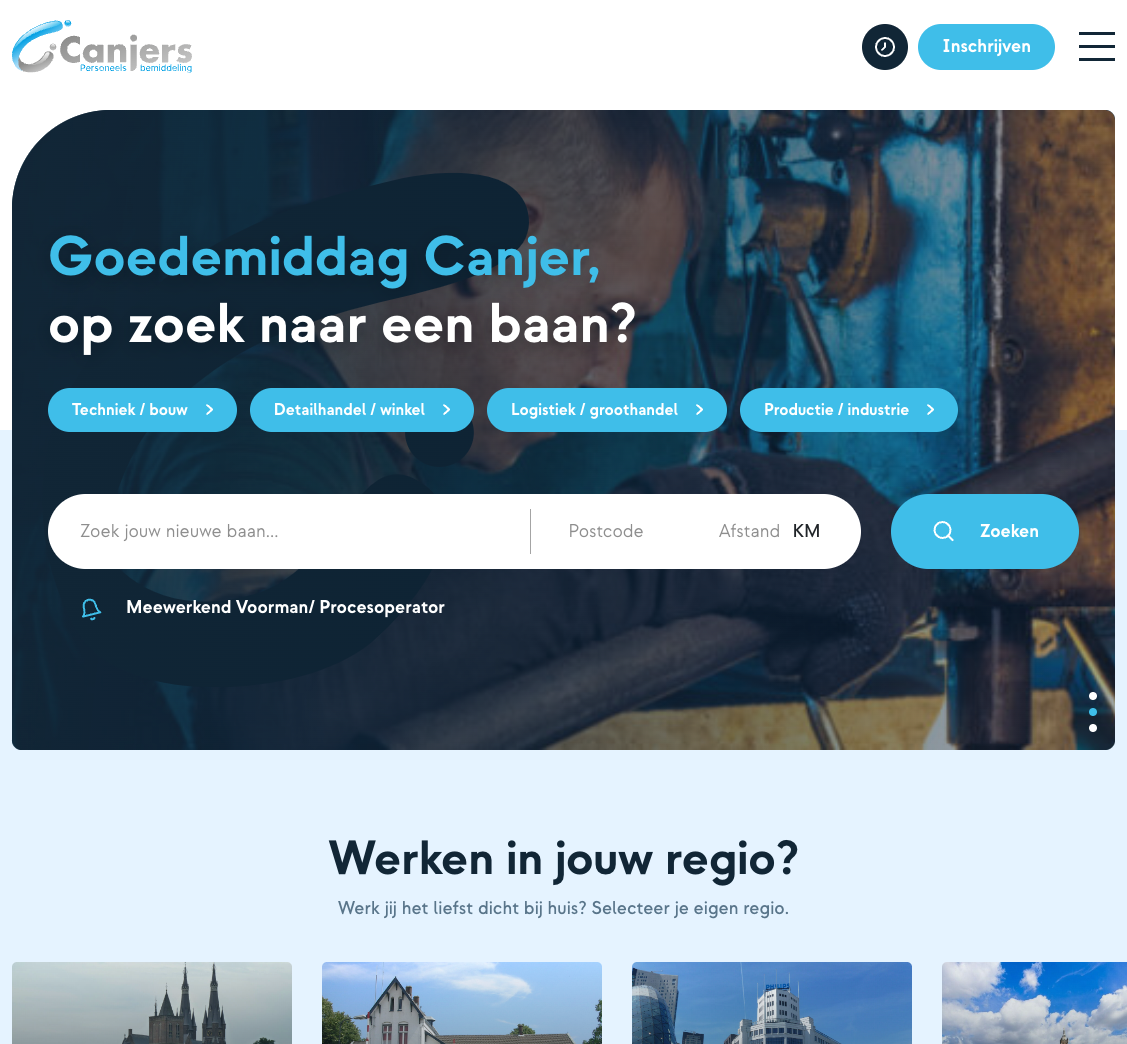 Website Canjers uitzendbureau.