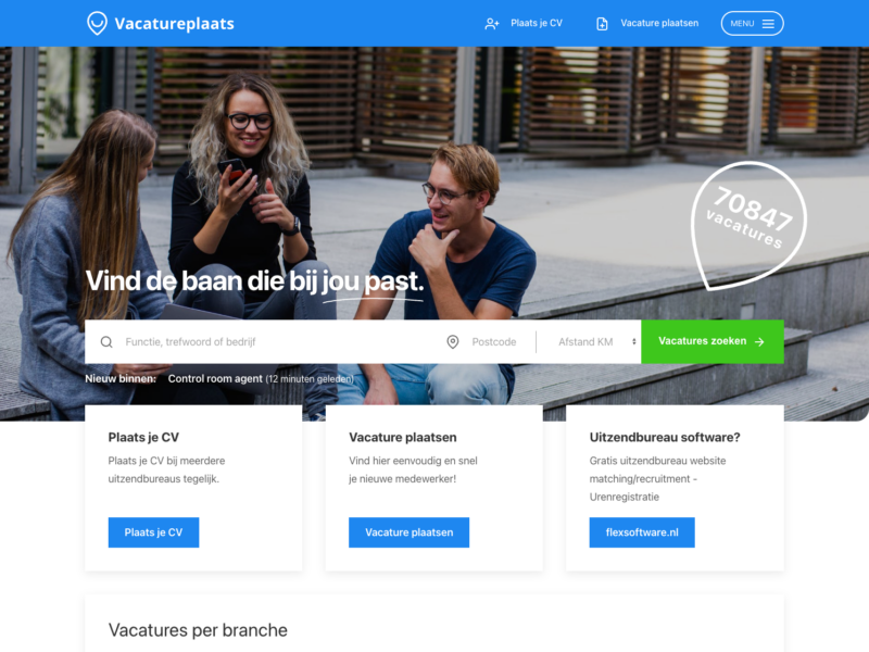 Jobboard Vacatureplaats. Onderdeel van Flexsoftware (uitzendsoftware)