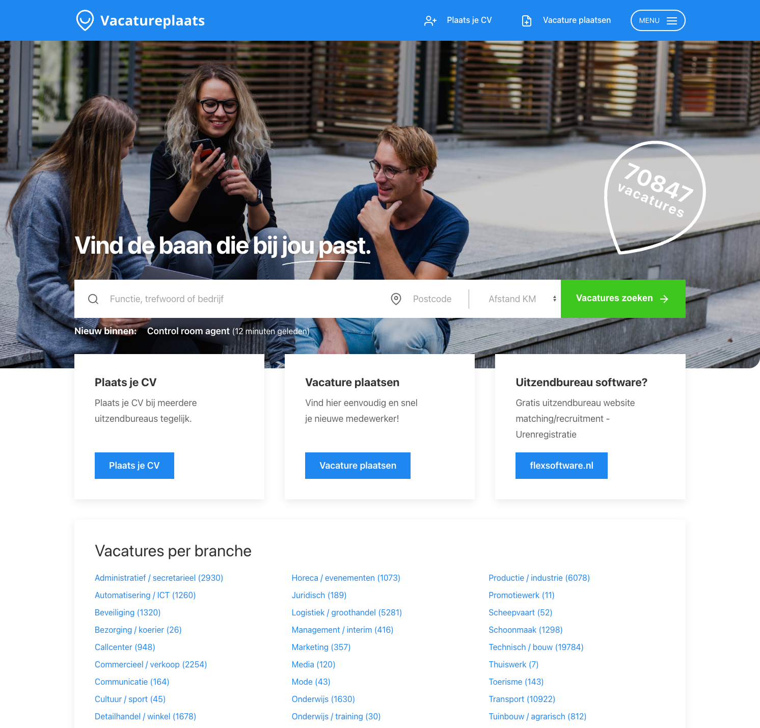 Jobboard Vacatureplaats. Onderdeel van Flexsoftware (uitzendsoftware)