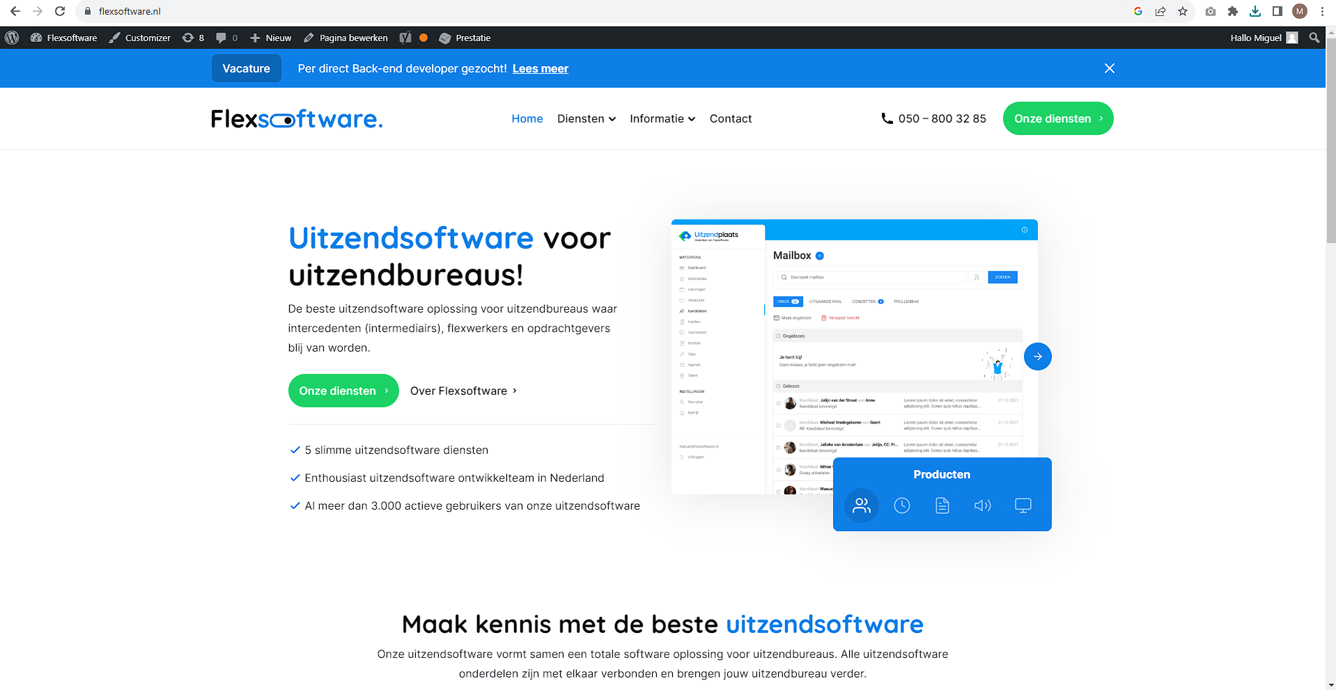 Nieuwe website Flexsoftware. Uitzendsoftware bedrijf voor uitzendbureaus.