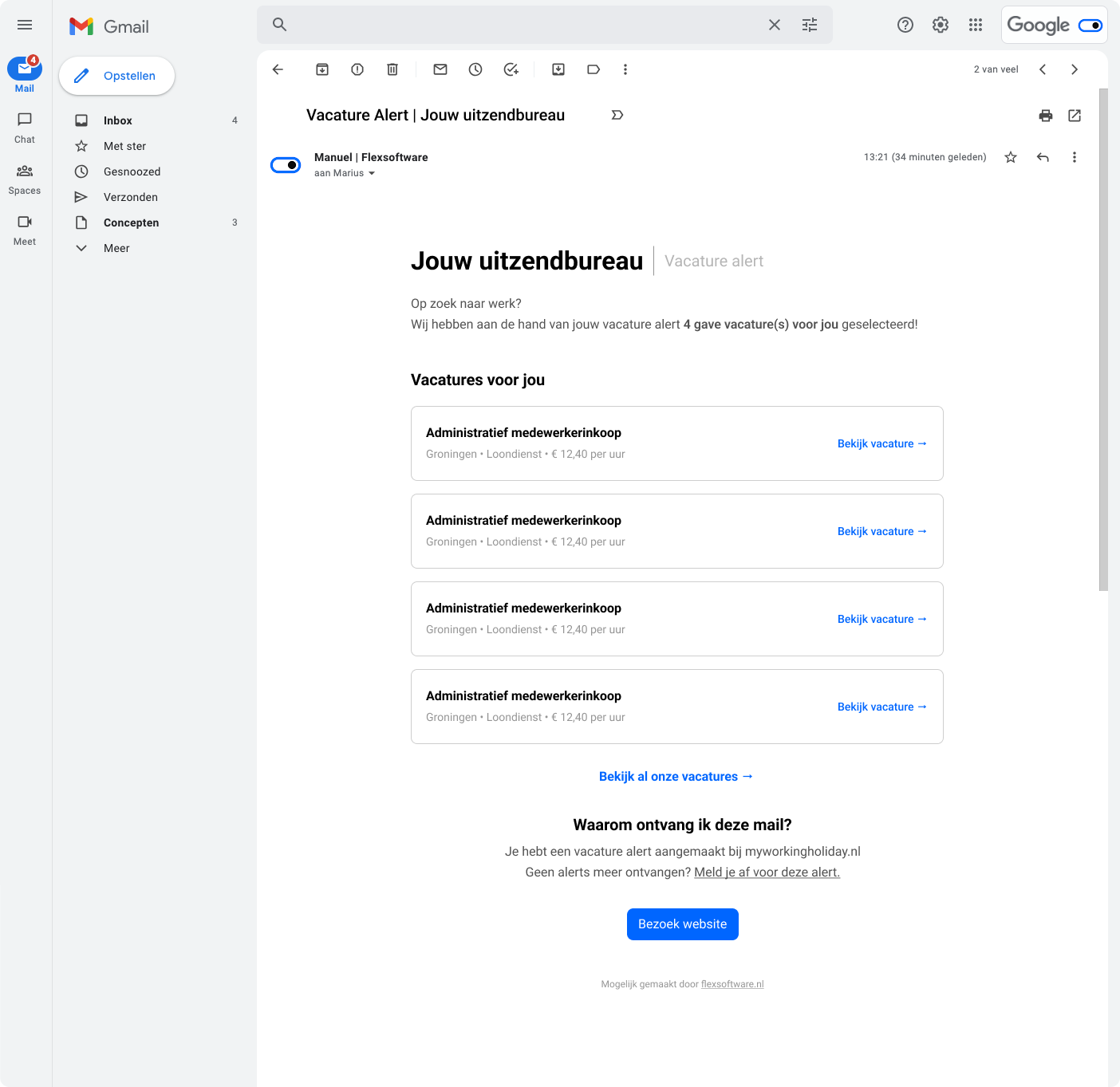 Vacature Alert Mail
