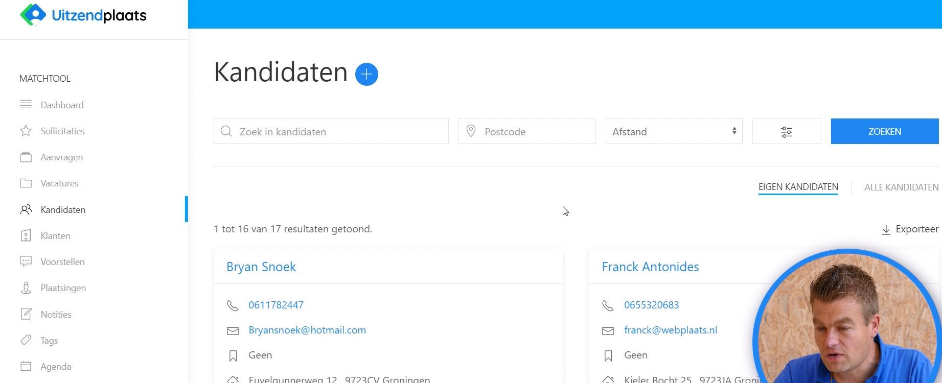 Zoeken middels tags met Uitzendplaats