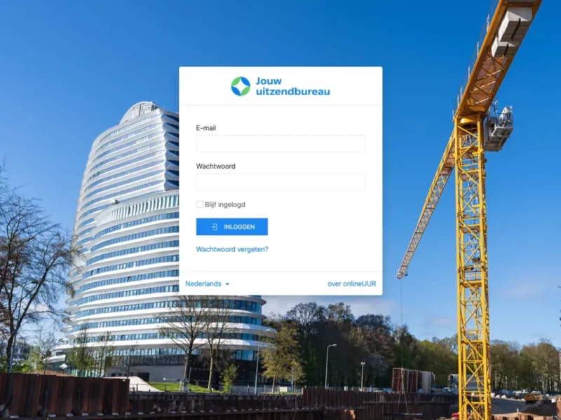 Inloggen in onlineUUR, urenregistratie voor uitzendbureaus.